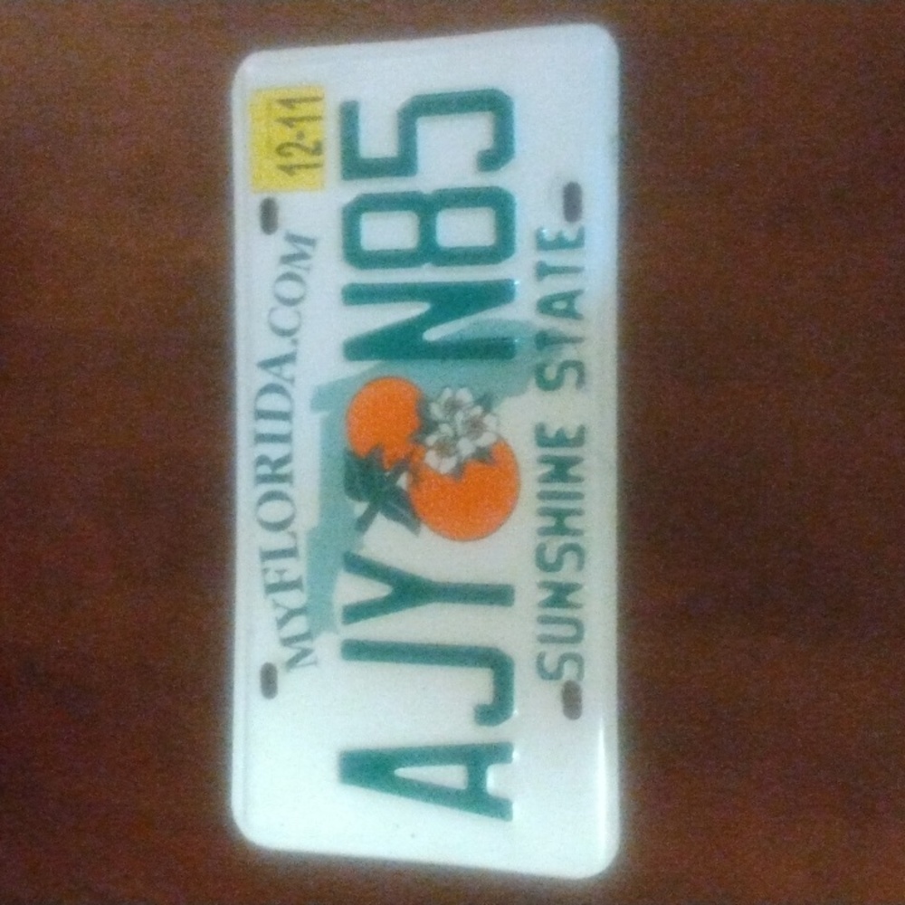 ONE FLORIDA LICENSE PLATE SUNSHINE STATE/ORANGE RANDOM LETTERS/ NUMBERS